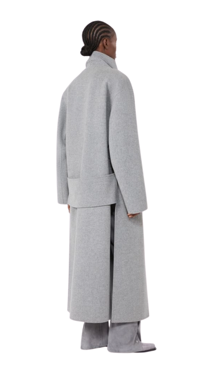 Long Pure Wool Coat - Medium Grey