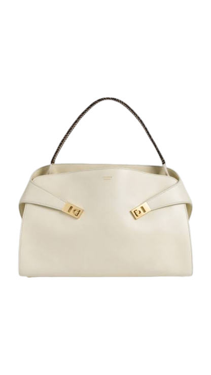 Hug Soft Shoulder Bag (L) in Mascarpone/Testa di Moro