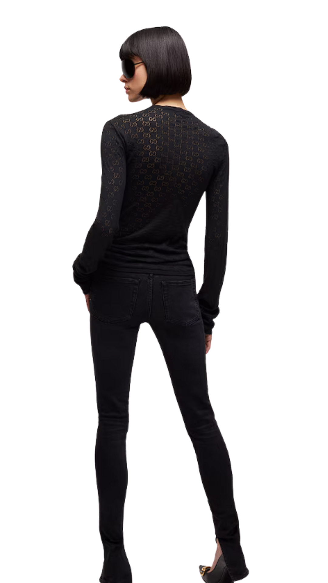 GG Cotton Devoré T-shirt in Black GG Cotton Devoré