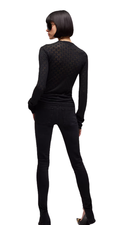 GG Cotton Devoré T-shirt in Black GG Cotton Devoré