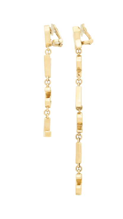 Paris Drop Earrings in Patinated Gold Metal
