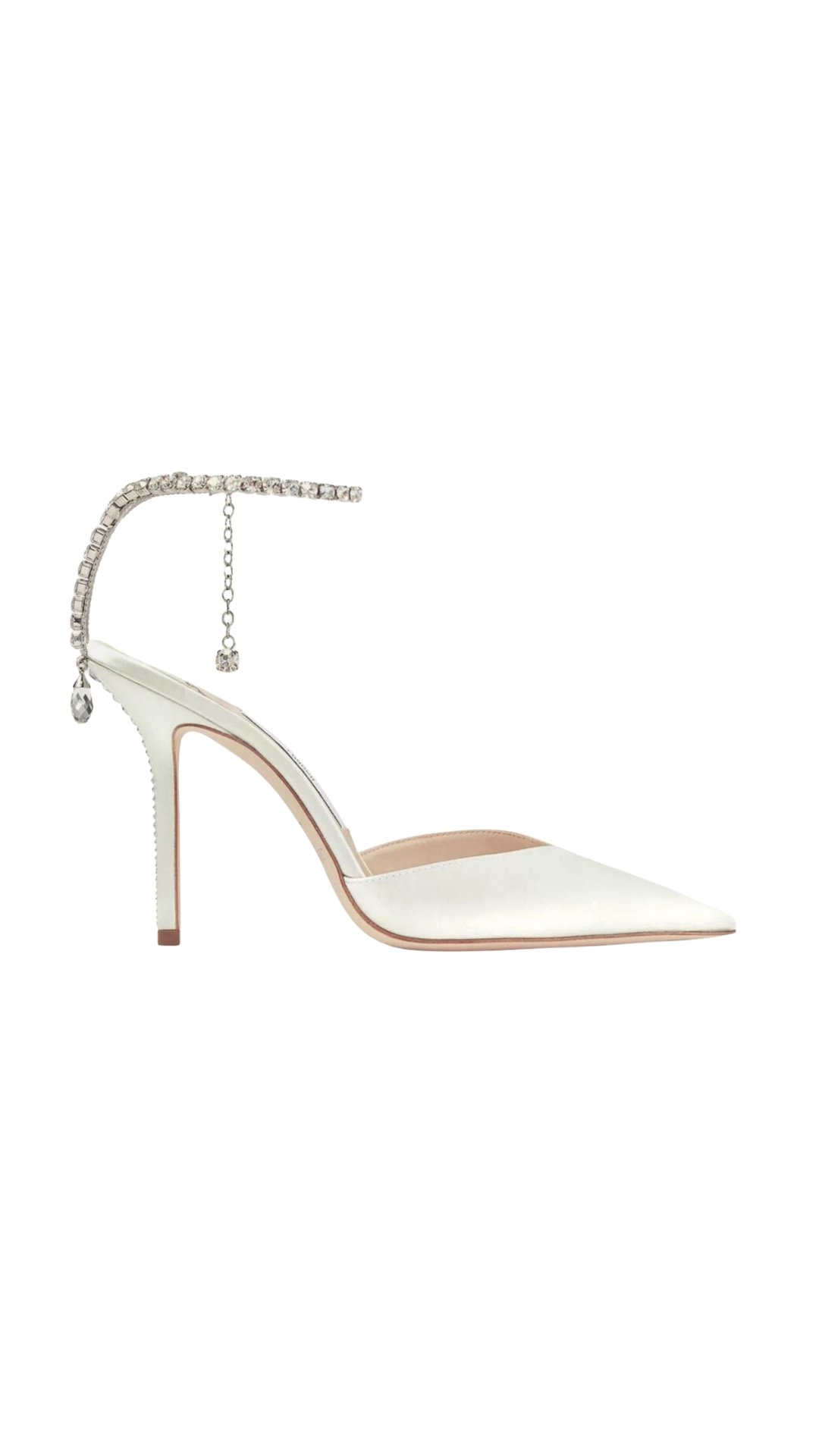 Saeda 100 in Ivory Satin Pumps with Crystal Embellishment