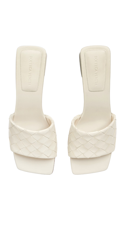 Parco Mule in Sea Salt Intrecciato Leather Kitten-Heel
