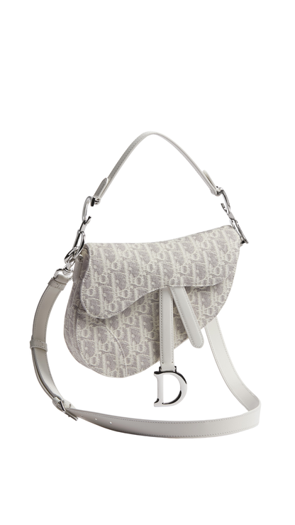 Small Saddle Bag with Strap in Latte and Gray