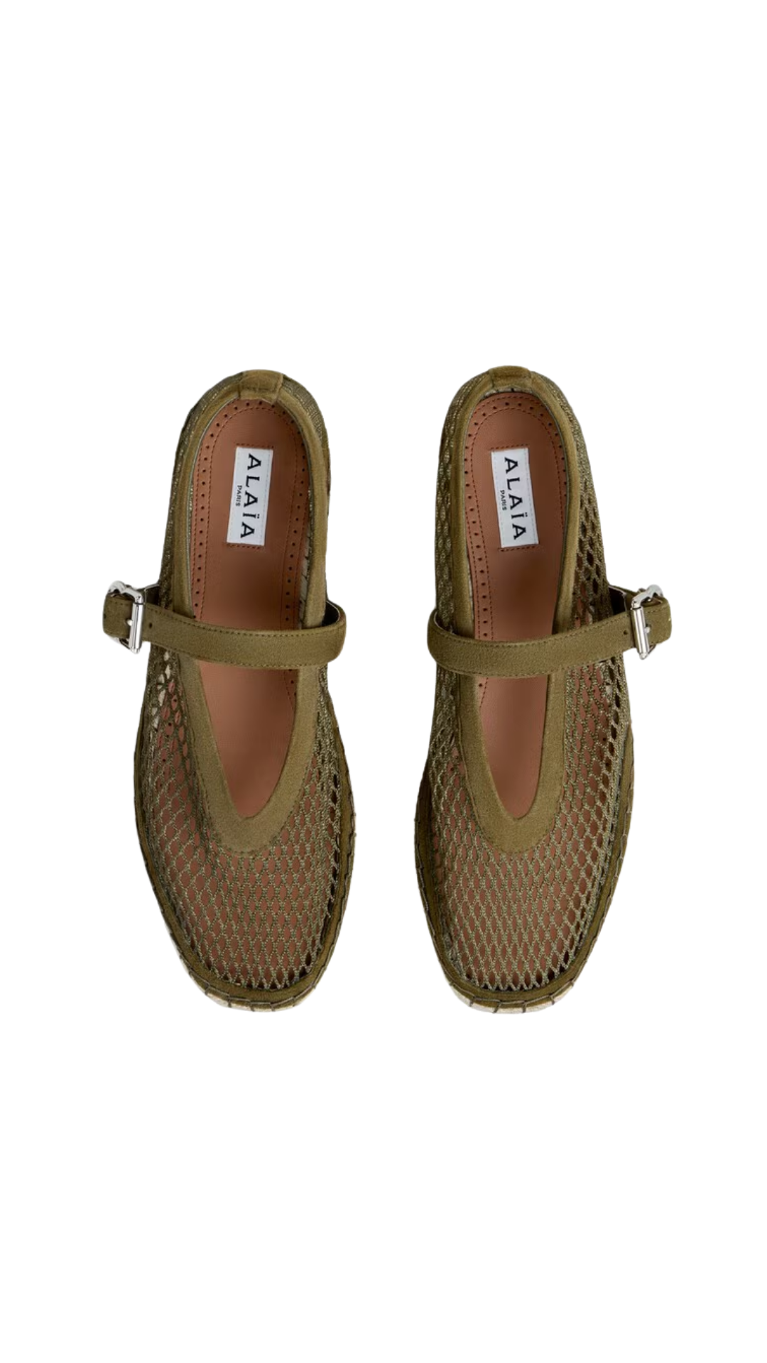 Espadrilles in Fishnet and Suede in Kaki