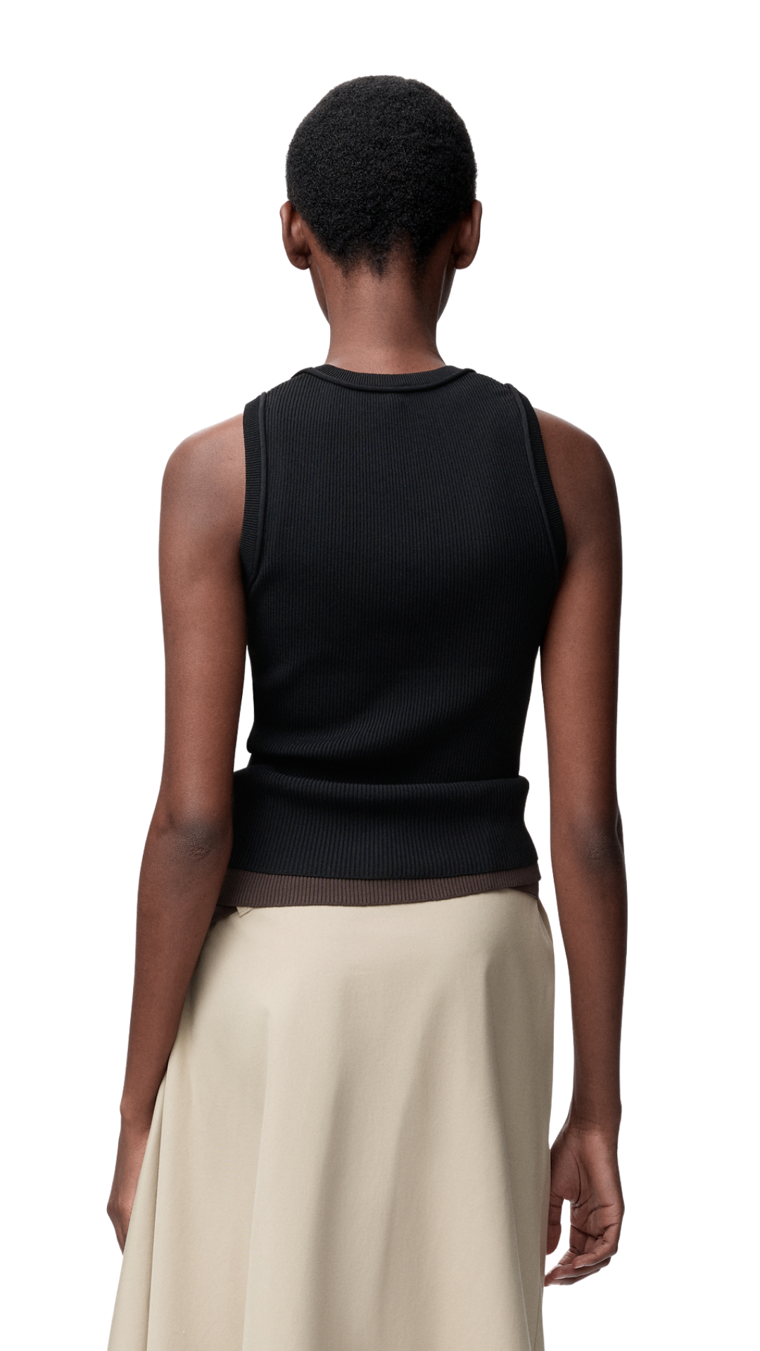 Anagram Tank Top in Black Stretch Viscose