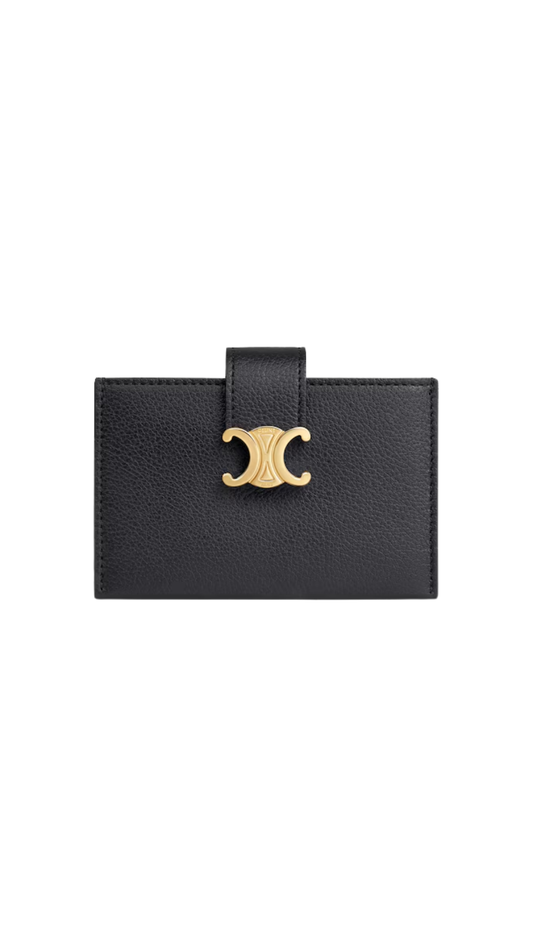 Accordeon Card Holder Nino in Black Supple Grained Calfskin
