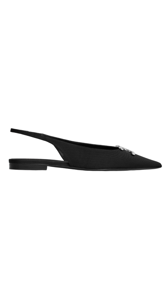 Celine Alma Triomphe Flat Slingback in Gros-Grain in Black