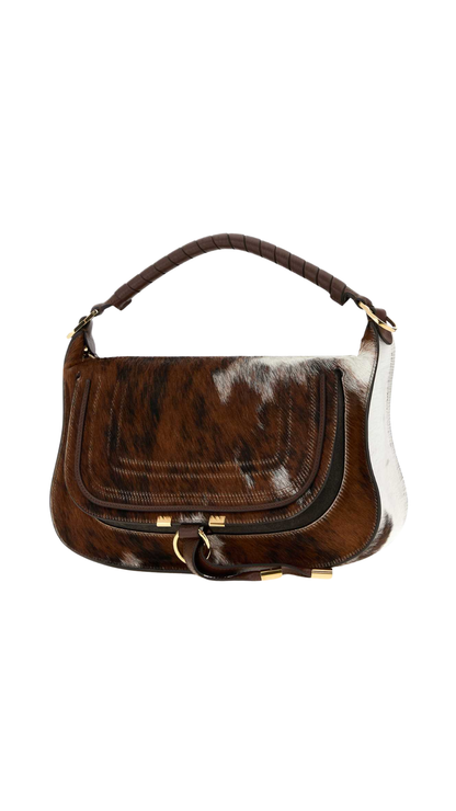 Printed Calf Hair Marcie Handbag
