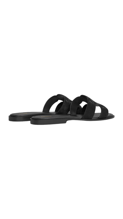 Marina Triomphe Mule in Black Suede Calfskin