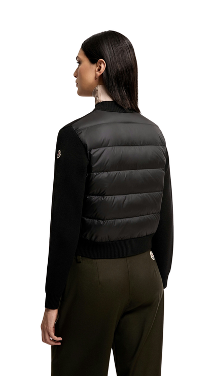 Wool & Cashmere Blend Padded Cardigan in Blacl
