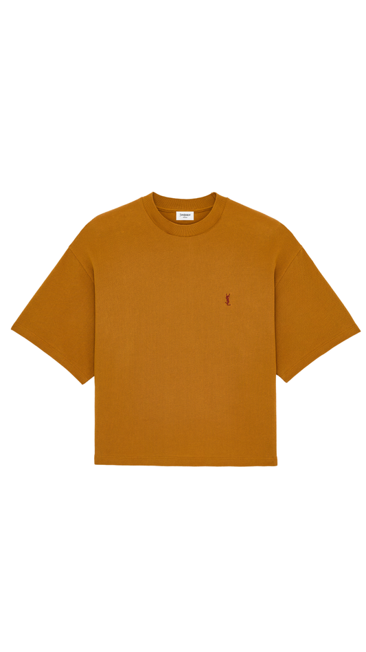 Cassandre Oversized T-Shirt in Ocre Cotton Piqué