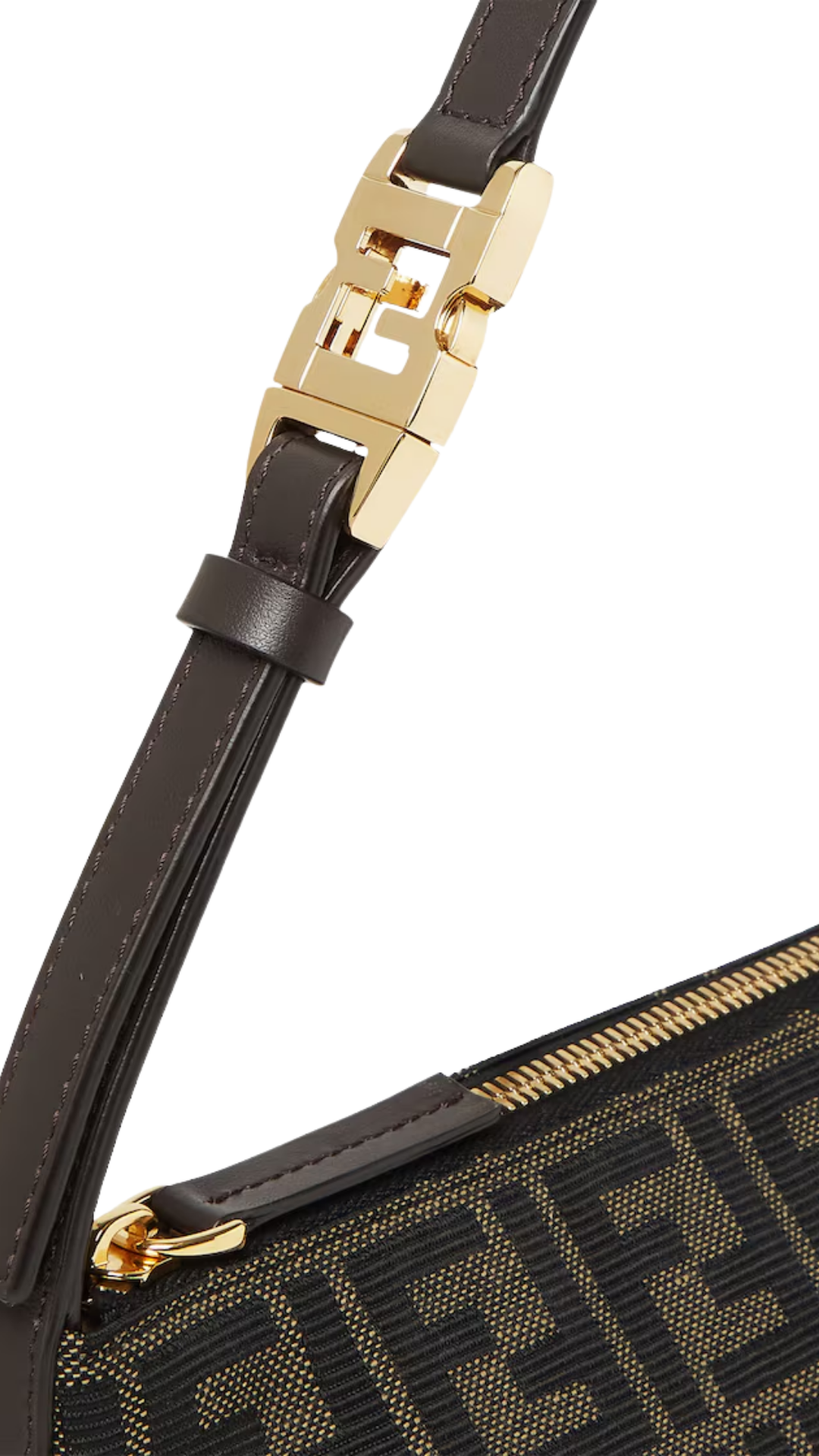 Zip Top Small in Brown Jacquard Fabric Mini-Bag