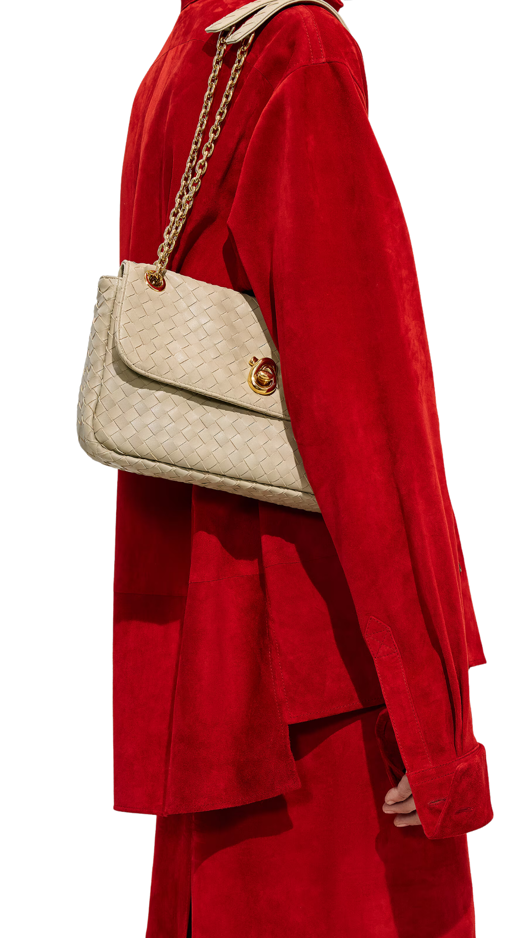 Madison Shoulder Bag in Ecru Intrecciato Leather