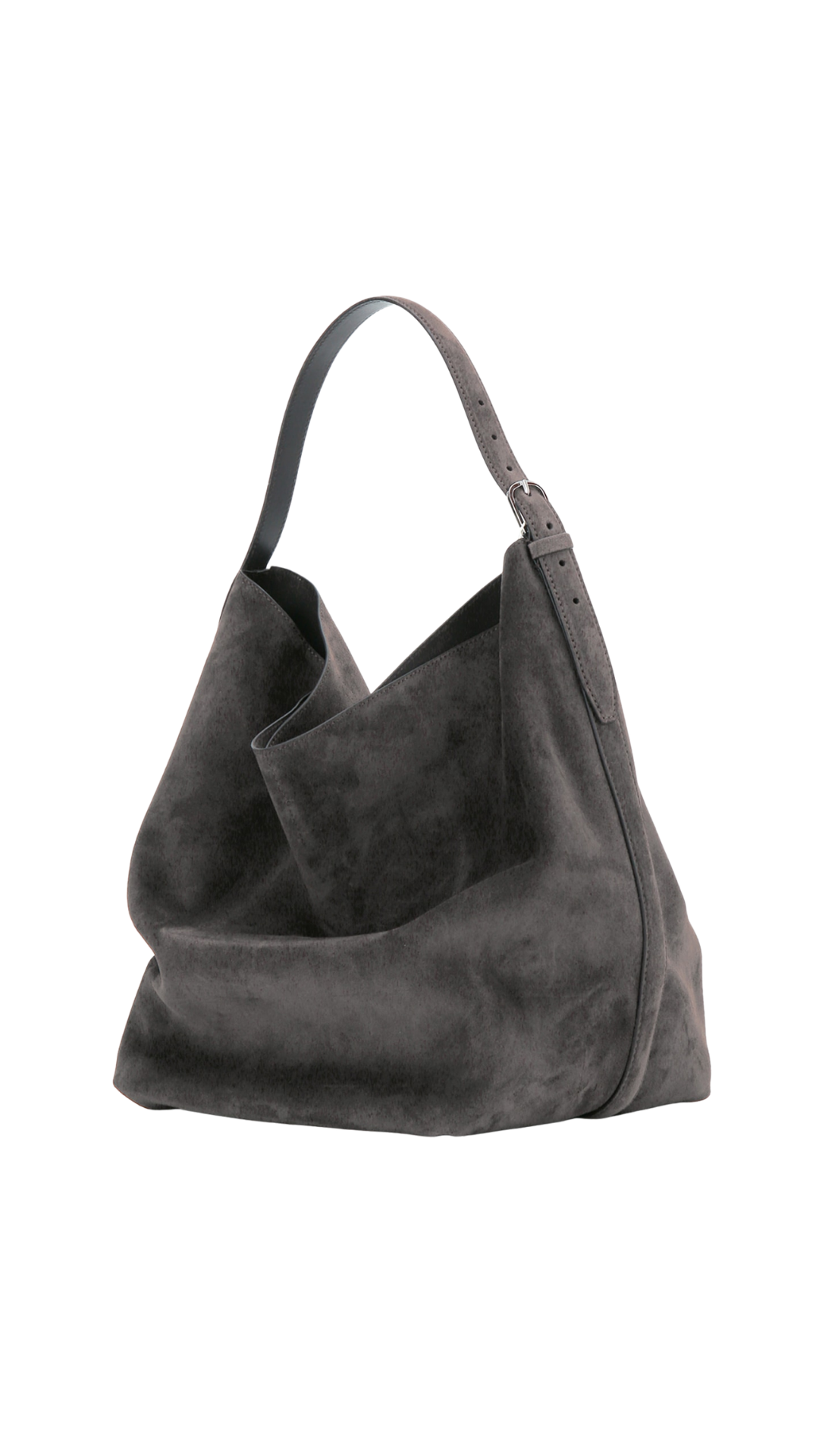 Belted Tote in Grey Suede