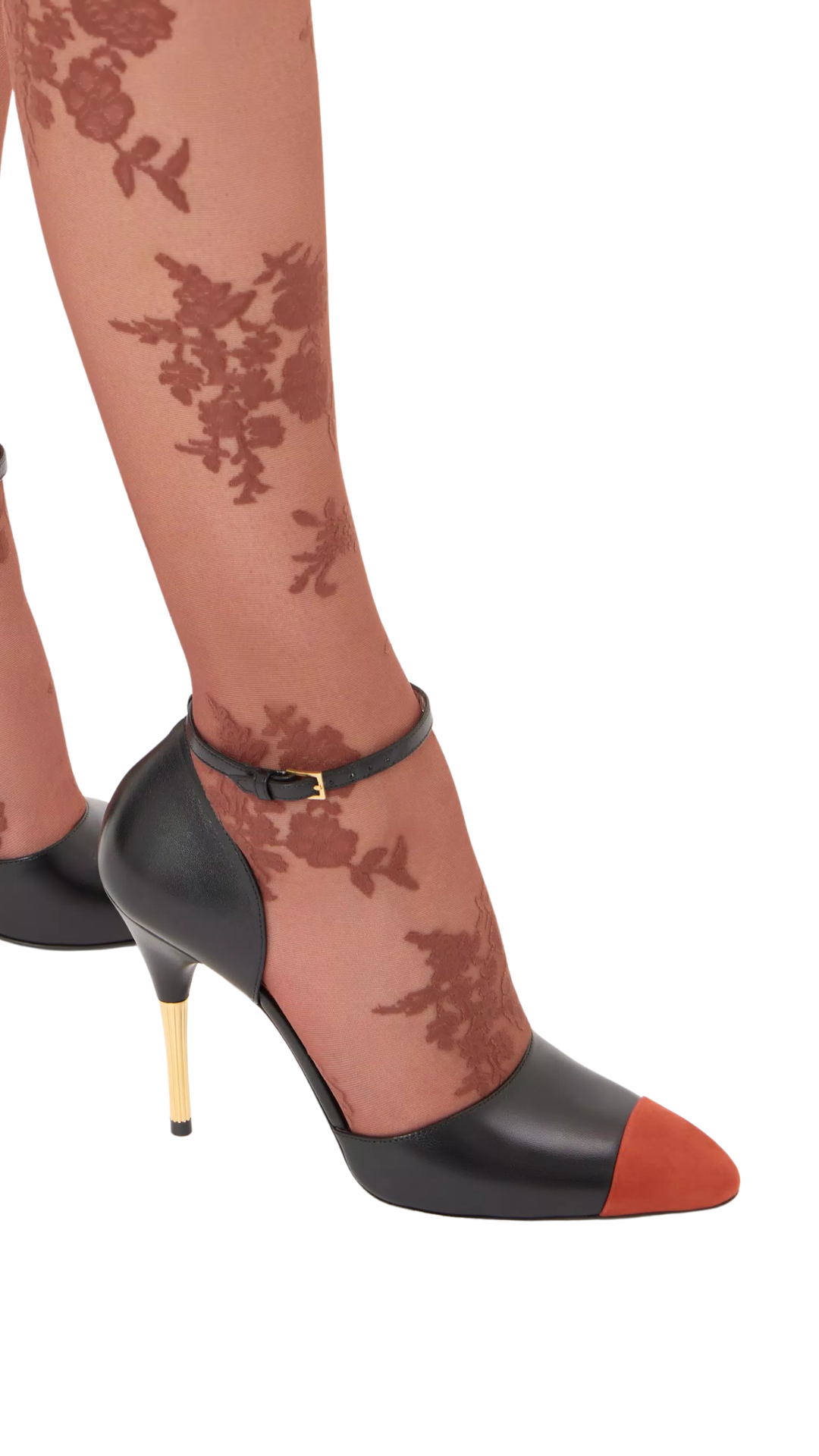 D'Orsay Sinead Pumps In Black/Rust Goatskin And Suede 105mm