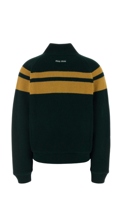 Cotton Cardigan in Green/Yellow