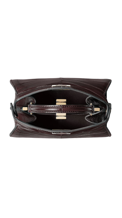 Peekaboo ISeeU Petite in Brown Inlaid Hagfish Leather Bag