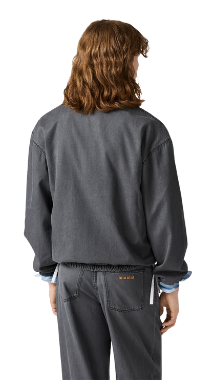 Chambray Blouson Jacket in Black