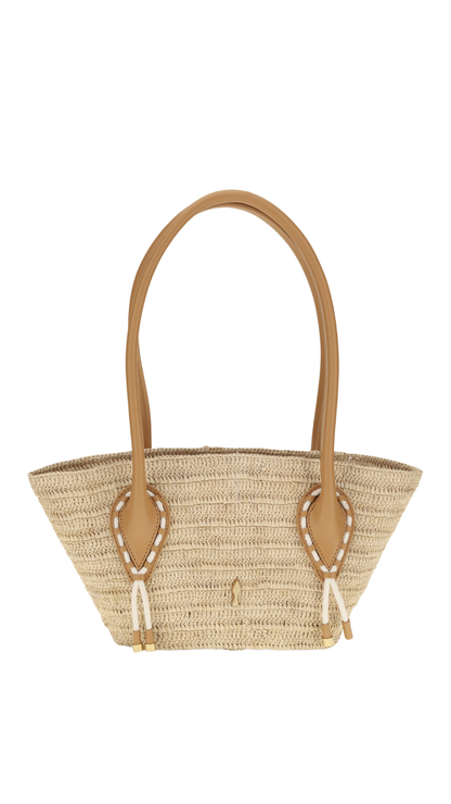 Venus Raffia Tote Bag in Beige
