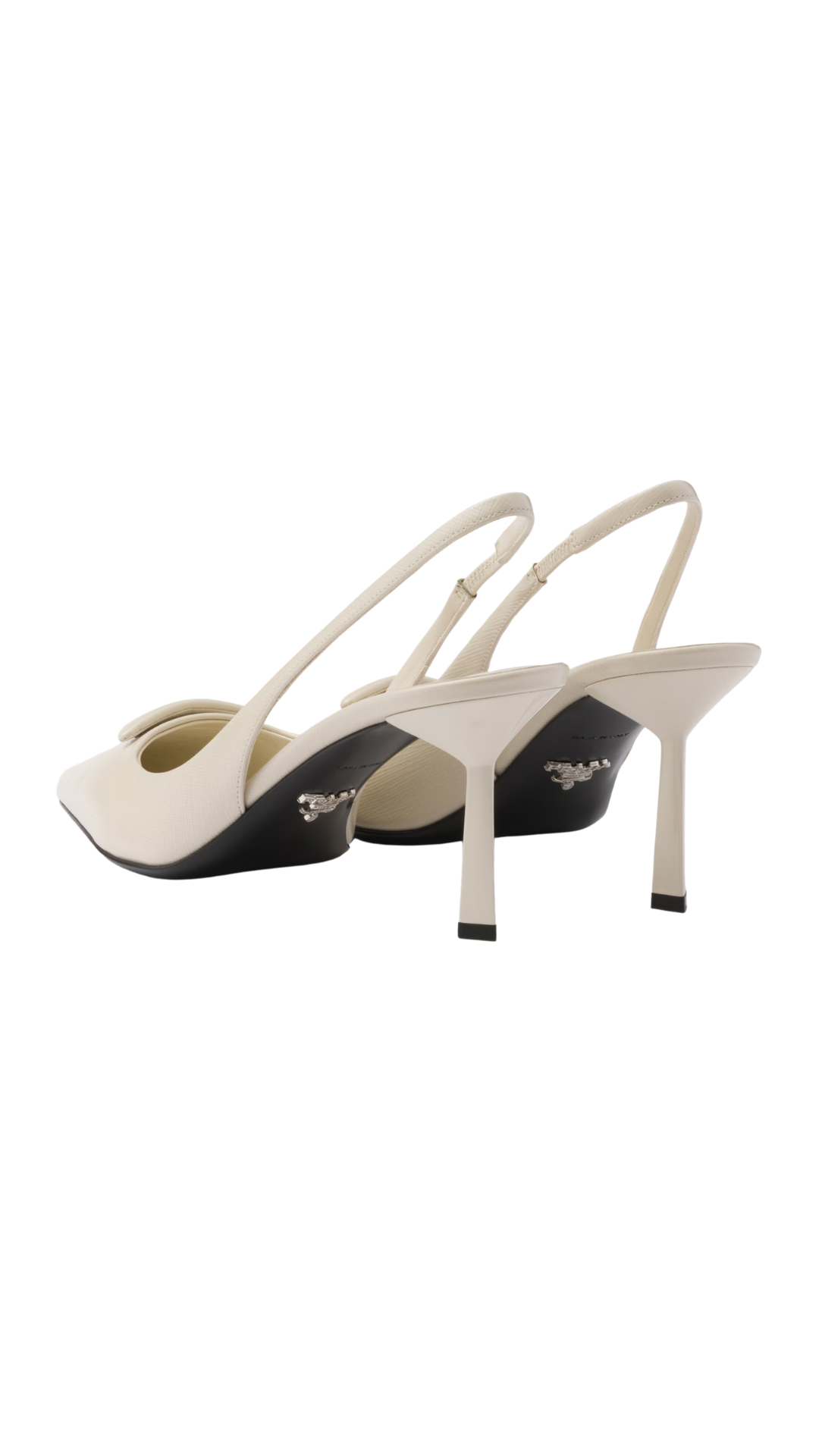 Saffiano Patent Leather Slingback Pumps in Ivory