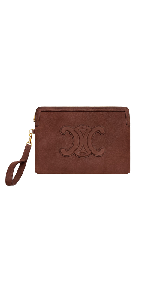 Small Pouch With Strap Cuir Triomphe in Chestnut Grained Calfskin