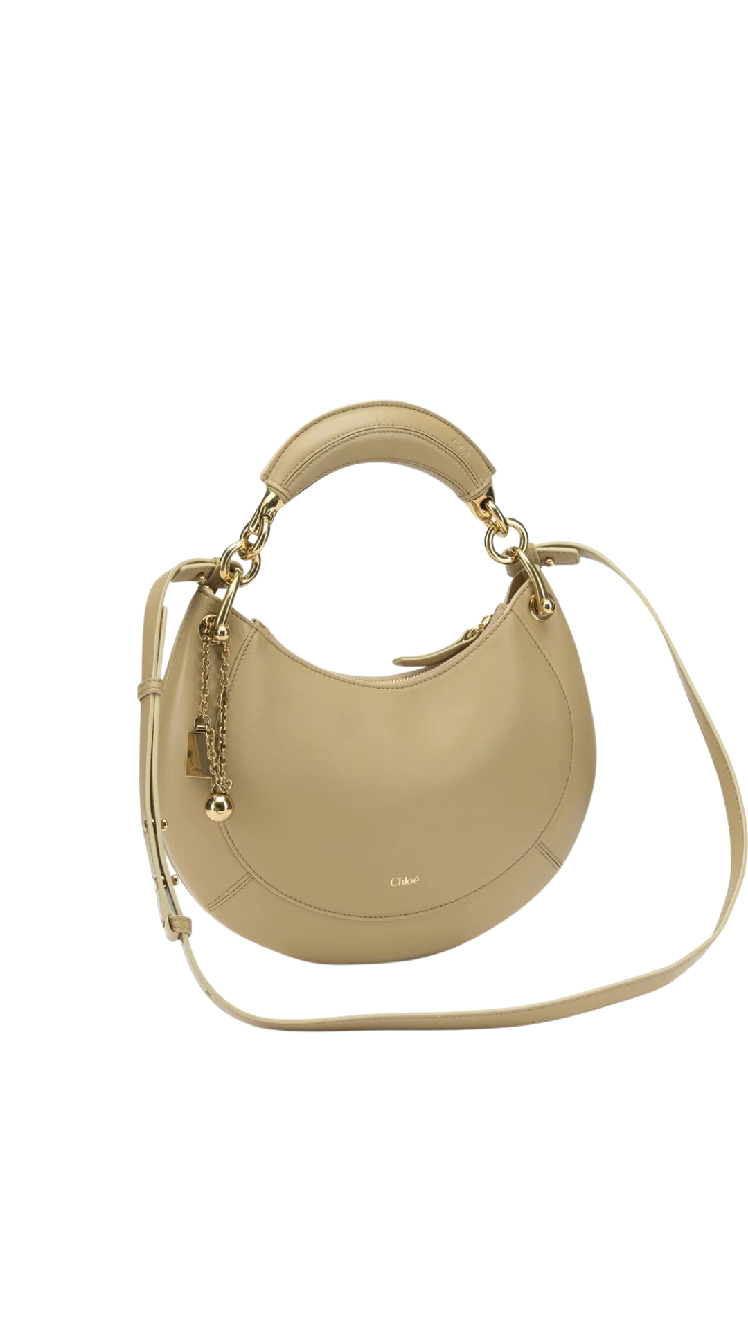 Small Chloé Banana Zipped Hobo in Soft Powder Soft Leather