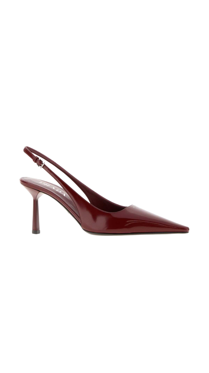 Leather Slingback Pumps in Crimson