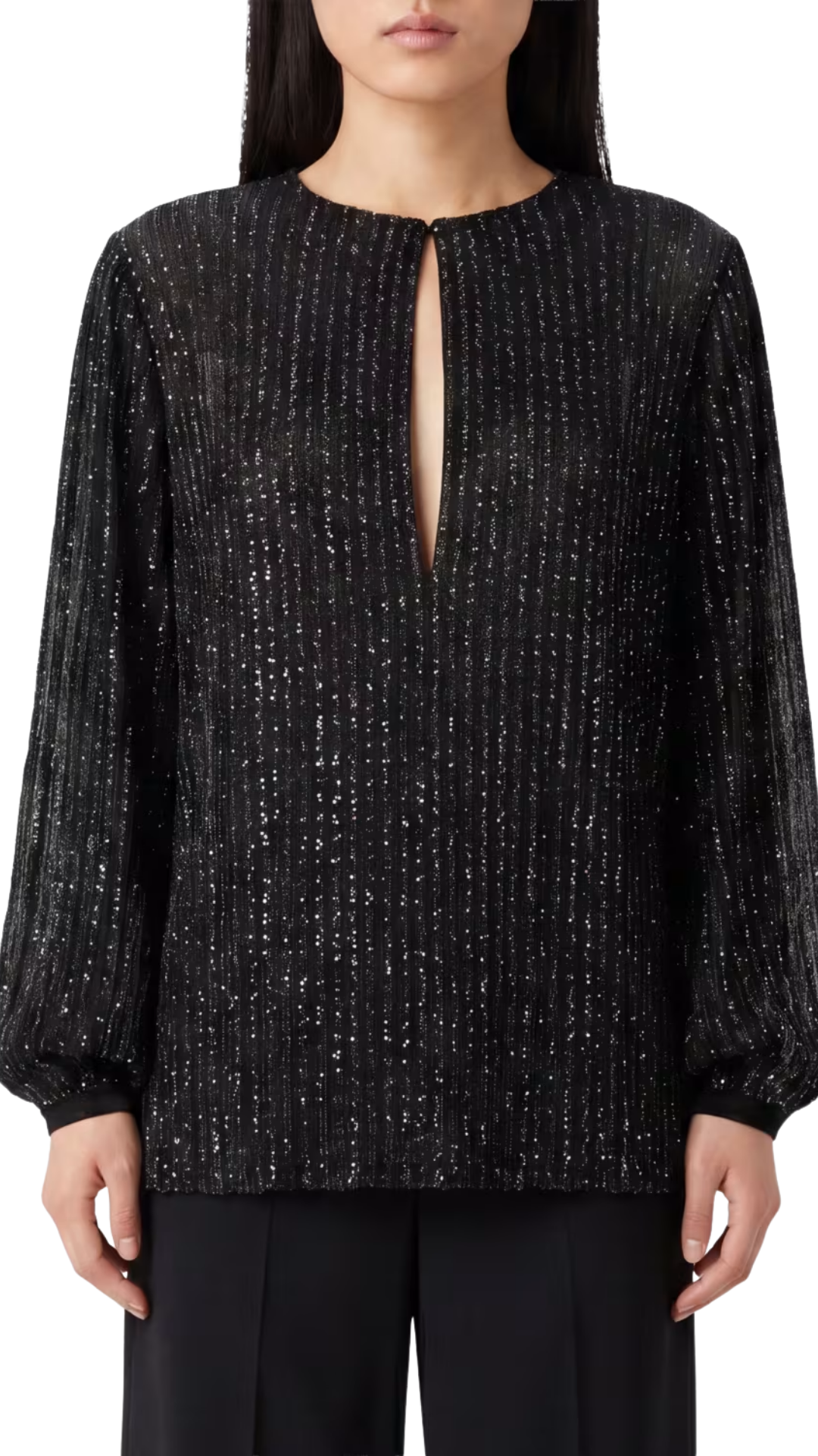 Ribbed Viscose Lamé Blouse with Sequins