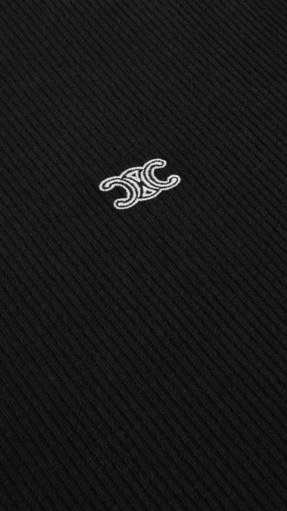 Tank Top in Black Ribbed Cotton Silk