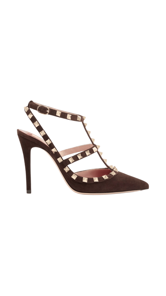 Rockstud Suede Pumps 100mm in Ebony