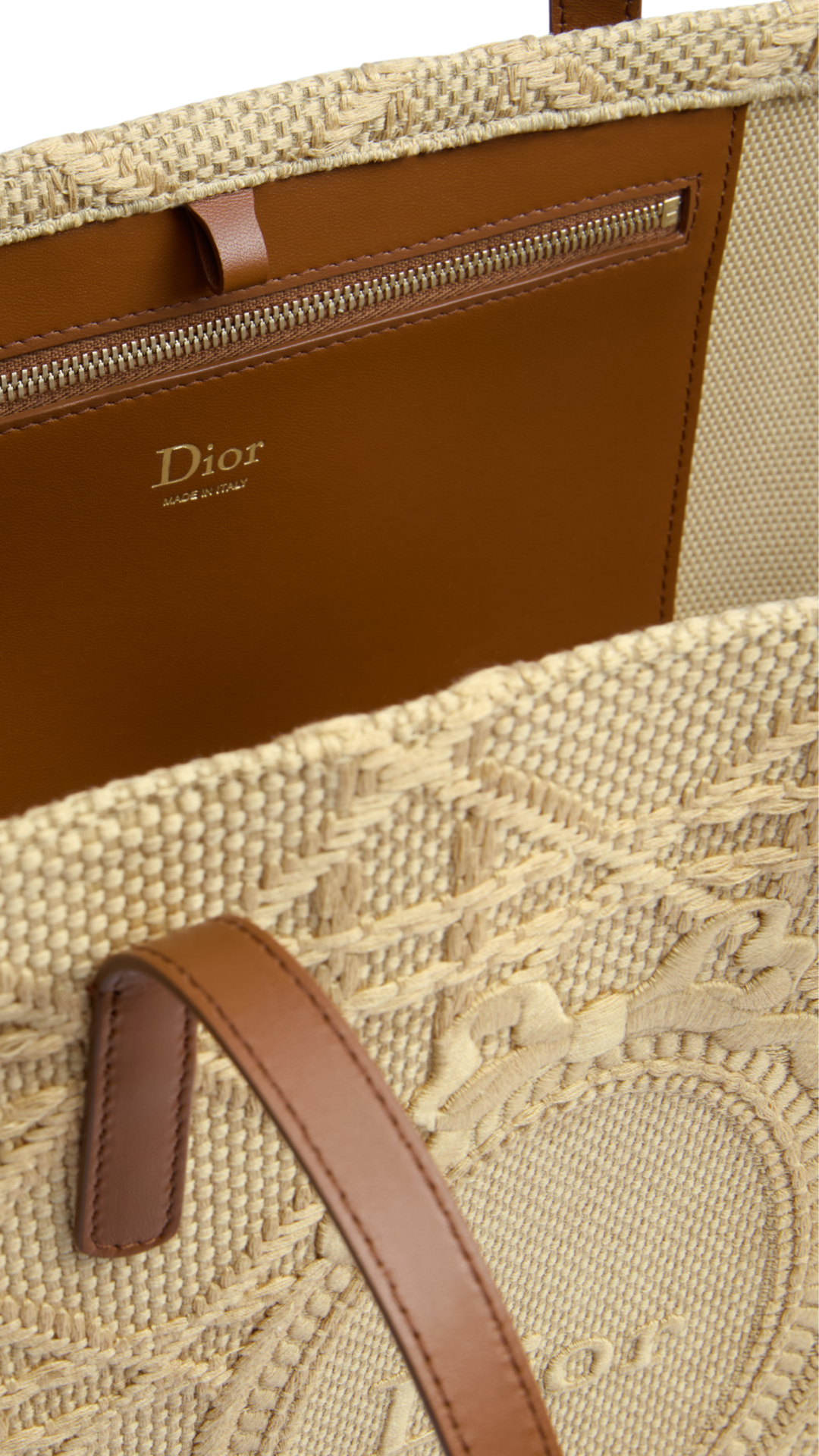 Medium Dior Blooming Bag in Raffia-Effect Cannage Fabric