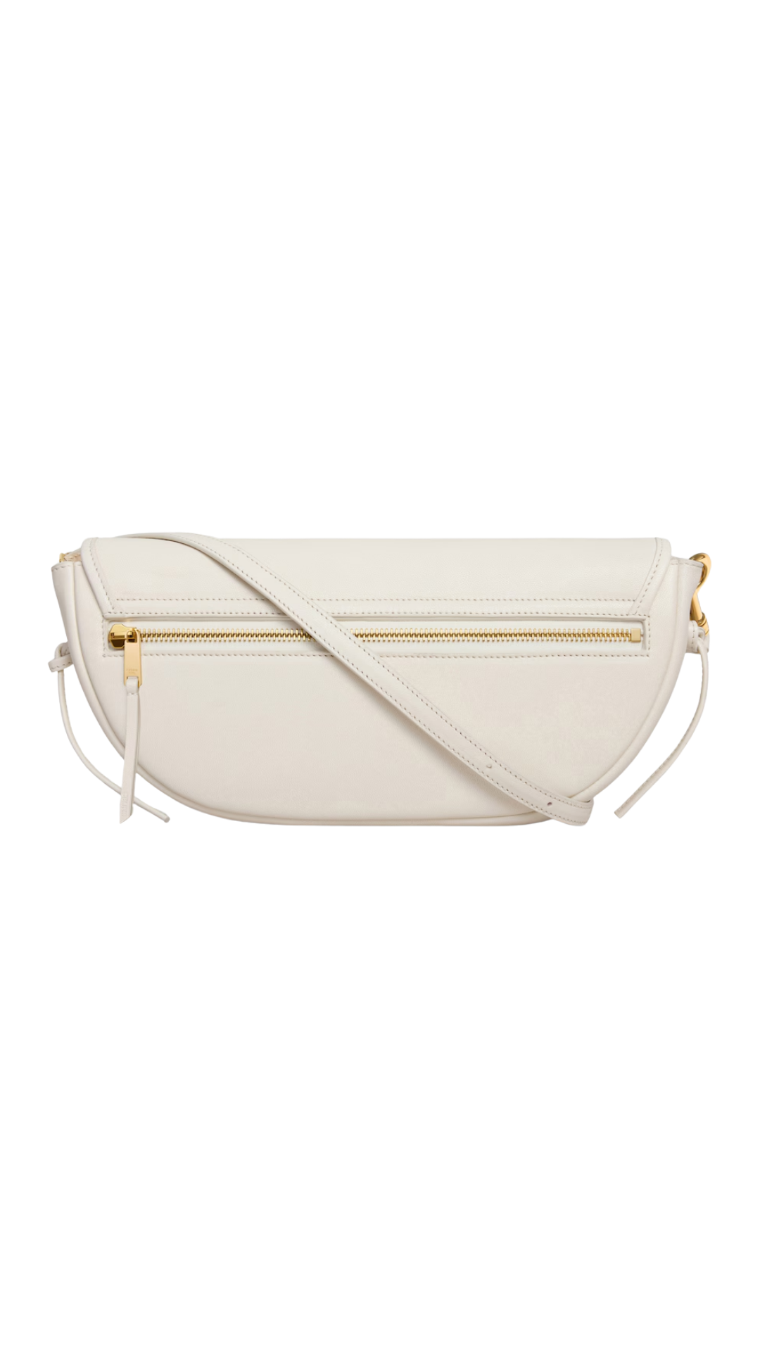 Soft Triomphe Little Halfmoon in White Cotton Shiny Lambskin