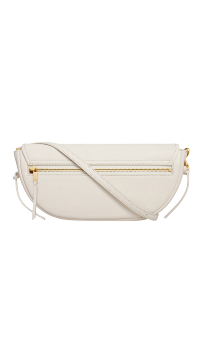 Soft Triomphe Little Halfmoon in White Cotton Shiny Lambskin