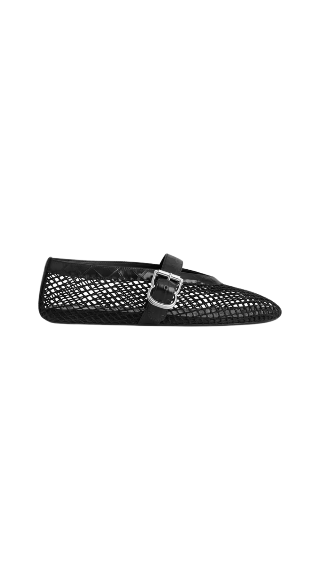 Ballet Flats in Black Strass Fishnet