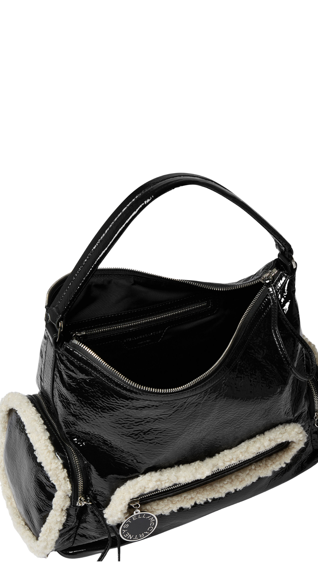 Dartmoor Cracked Patent Shoulder Bag in Black