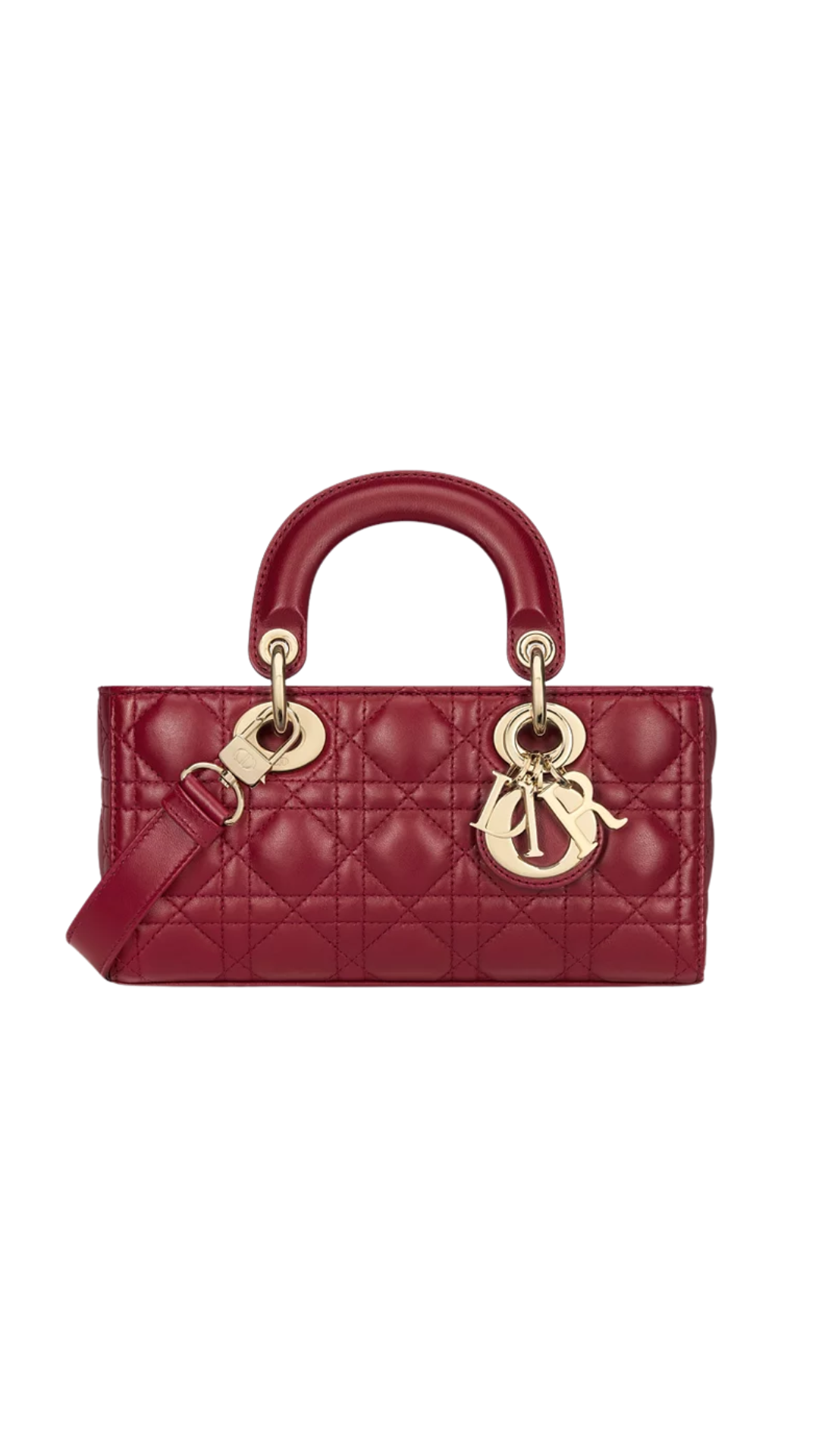 Small Lady D-Joy Bag in Cherry Red Cannage Lambskin