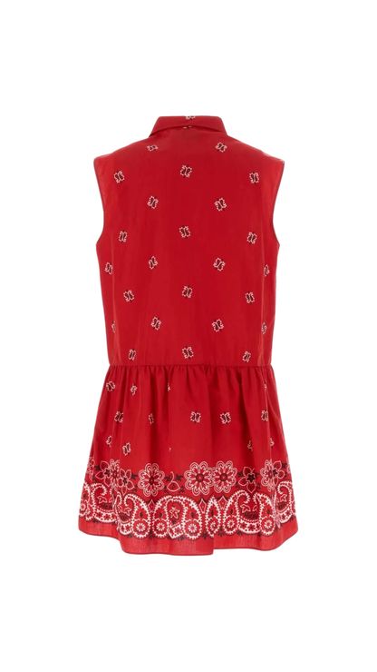 Logo-Patch Sleeveless Dress in Red