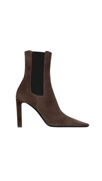 Francoise Chelsea Booties in Dark Chocolate Suede