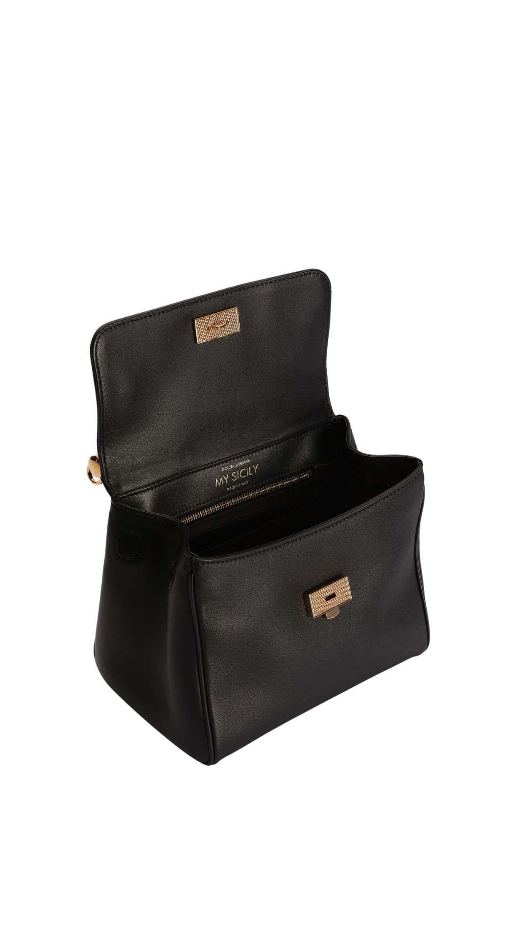 Small My Sicily Handbag in Black Plongé Calfskin