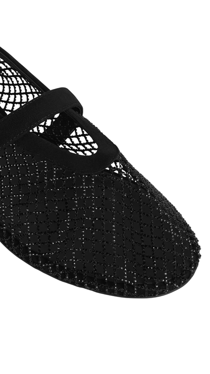 Ballet Flats in Black Fishnet