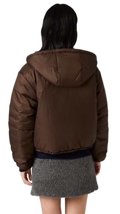 Cropped Ripstop Down Jacket in Cocoa Brown