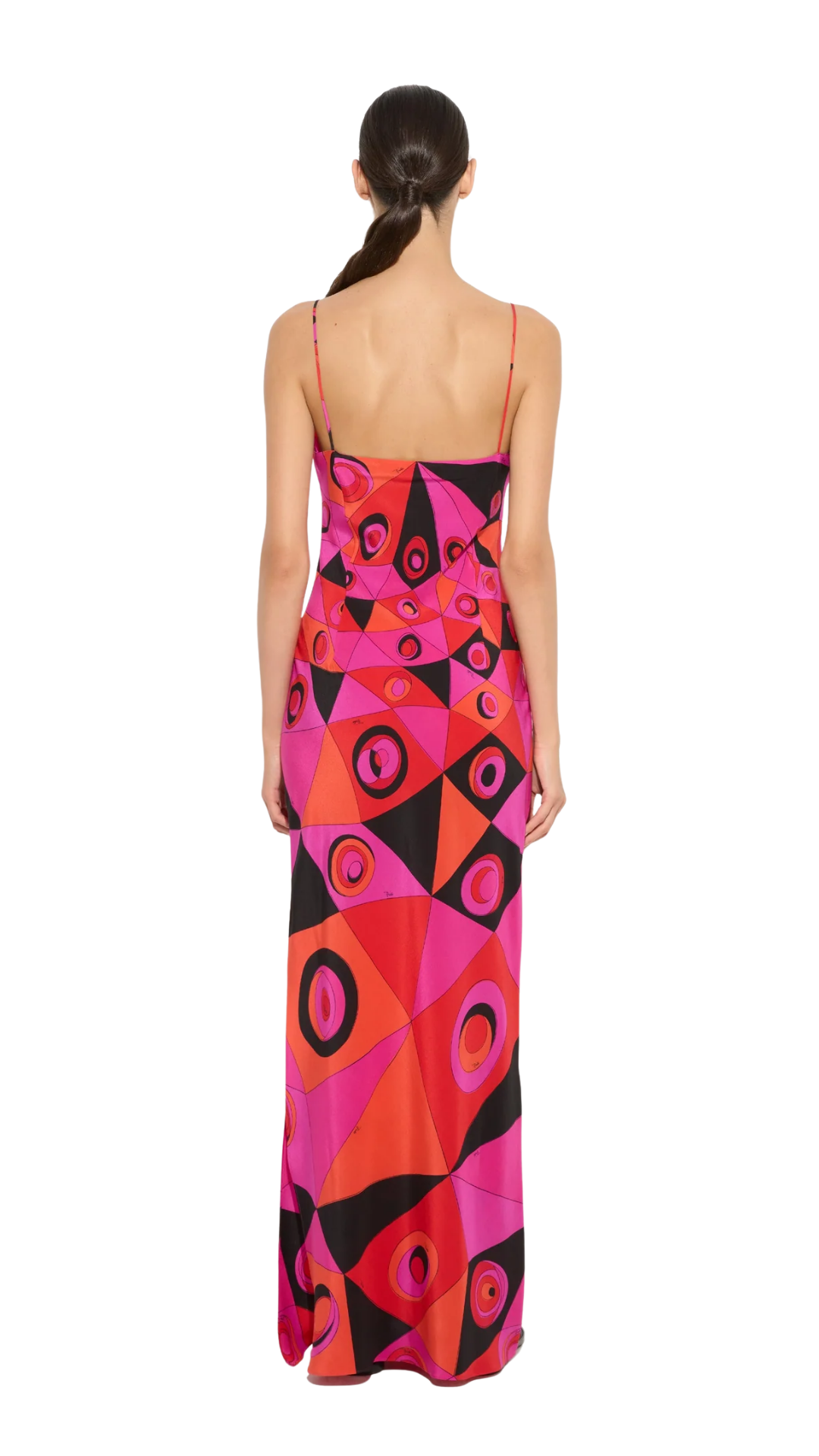 Occhi Print Silk Dress in Fuchsia and Black