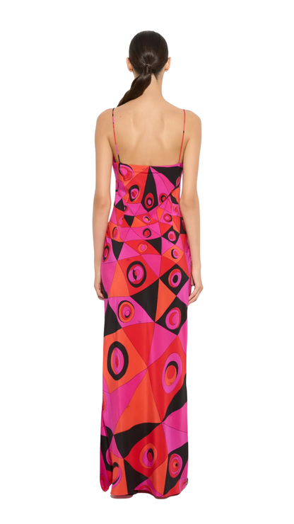 Occhi Print Silk Dress in Fuchsia and Black