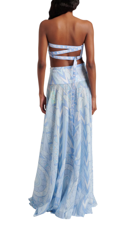 Angoli Cotton Maxi Skirt in Blue