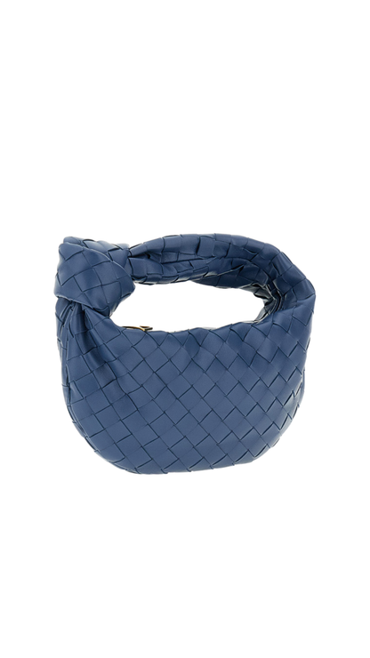 Mini Jodie Intrecciato Leather Top Handle Bag in Blue