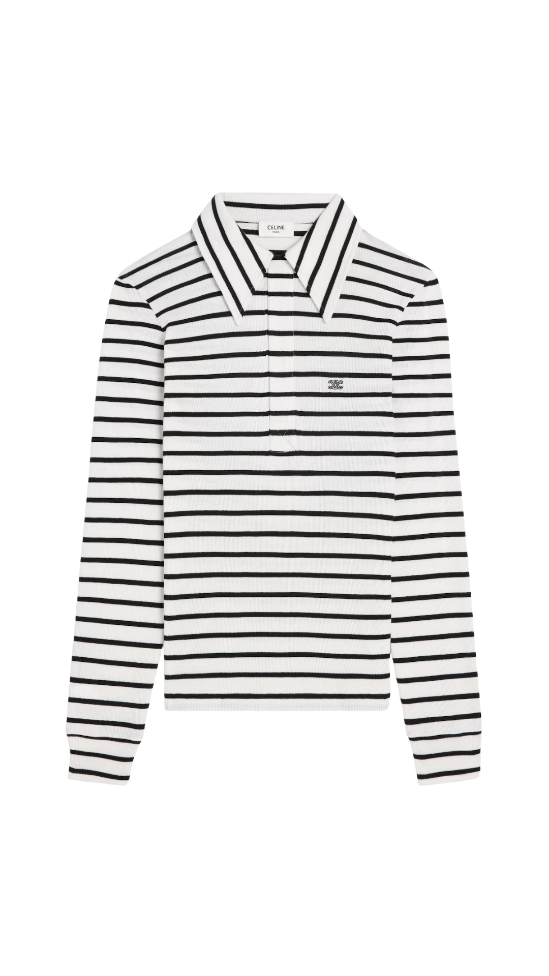 Polo Shirt in Off White/Black Striped Silk Jersey