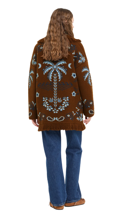 Island Roots Foulard Cardigan in Tabacco/Onda