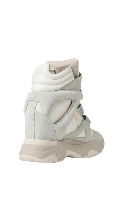 Balskee High-Top Leather Wedge Sneakers in White