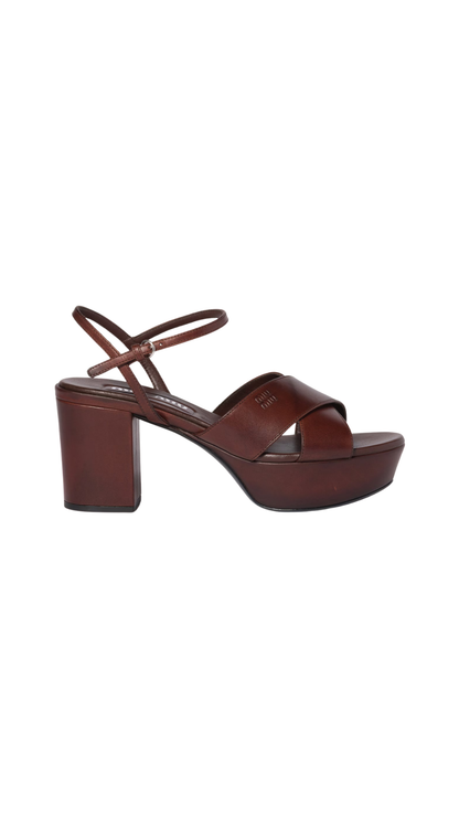Leather Platform Sandals in Coffee